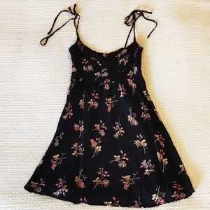 Revolve Tie Strap Black Floral Mini Dress